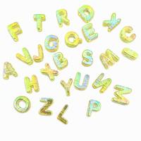 Perles de lettres en acrylique à grand trou, plaquées UV, effet aurore irisé, breloques lettres pour la fabrication de bijoux