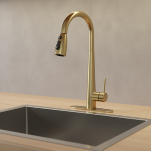 Db Gold Pull <b>Down</b> Sprayer Kitchen Faucet Fingerprint Resistant Single Hole Design Kitchen Sink Faucet - Product Image 2