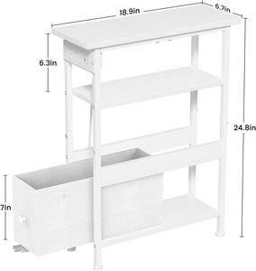 Bedroom Living Room White Narrow Side <strong>Table</strong> Charging Station Fabric Drawer <strong>Skinny</strong> Nightstand Slim <strong>Bedside</strong> <strong>Table</strong> - Product Image 3