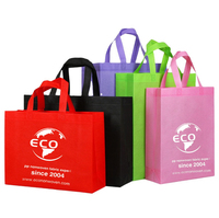Sac de courses écologique réutilisable en non-tissé recyclé avec logo imprimé personnalisé et poignées intégrées