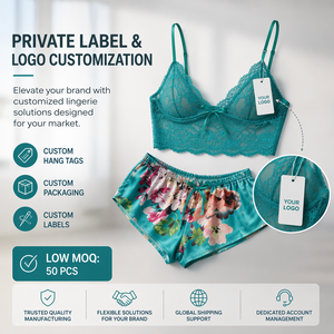 <span class=keywords><strong>Pigiama</strong></span> <span class=keywords><strong>Estivo</strong></span> Sexy in Pizzo per Donne, Set Due Pezzi con Stampa Floreale in Raso, Reggiseno e Pantaloncini, Asciugatura Rapida - Product Image 5