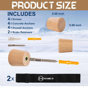 Supporto <span class=keywords><strong>da</strong></span> Parete per Sci, Espositore Minimalista in Legno Duro, Ganci Decorativi per <span class=keywords><strong>Appendere</strong></span>, Porta Sci Verticale per Garage - Product Image 2