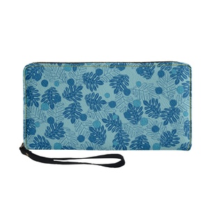 Latest Design Custom Hawaiian Style Ulu Breadfruit Hawaiian Print Pu Leather Zipper Long <strong>Wallet</strong> With Hand Strap Print on Demand - Product Image 2