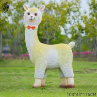Vente Flash : Sculpture d'Alpaga Mignonne en Fibre de Verre, Statue Animale pour Décoration Extérieure de Zoo, Aire de Jeux, Parc