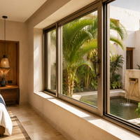 Fenêtres coulissantes horizontales en aluminium à cadre vitré, traitement de surface anodisé, résistantes au vent et à la poussière, pour projets d'appartements et d'hôtels