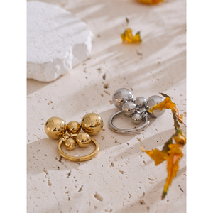 JINYOU 5358 Nouvelle Arrivée <span class=keywords><strong>Bague</strong></span> à <span class=keywords><strong>Doigt</strong></span> en Métal Boule Plaqué Or 18K Acier Inoxydable Épaisse <span class=keywords><strong>pour</strong></span> Femmes Bijoux Tendance - Product Image 2