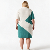 Robe d'été décontractée pour femme, style pull, col rabattu, boutonnage simple avec perles, manches courtes