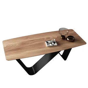 Meja makan kayu Nordik, kayu padat persegi panjang Walnut meja panjang restoran meja kayu untuk 8 orang