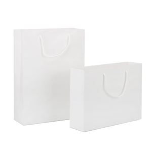 Petit sac vertical en carton blanc et noir 13*19*6cm, recyclable, verni, avec poignée de longueur de main, personnalisable - Product Image 5