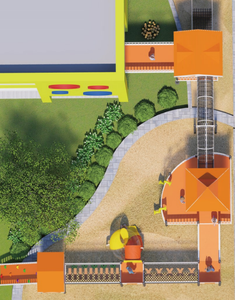 สนามเด็กเล่นกลางแจ้งสำหรับเด็ก3-12รูปแบบแอบสแตรกต์รูปนกสีส้มออกแบบได้เอง - Product Image 3