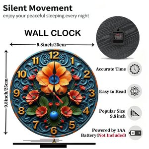 Round Wooden Wall <b>Clock</b> 25x25cm Casual Modern Quiet Non Ticking Home Office Corridor Hanging <b>Clock</b> - Product Image 2