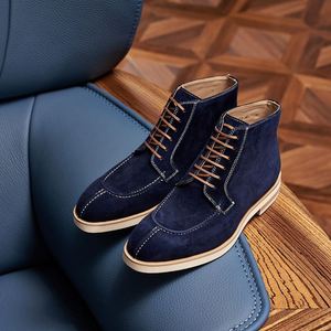 Bottes montantes pour hommes, faites à la main, style rétro britannique, pour le bureau et la carrière, tendance, à bout carré, en cuir Valentina, respirantes et antidérapantes - Product Image 6