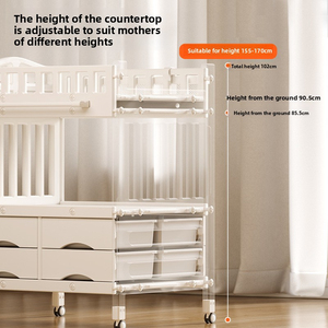 Multifunctional <b>Foldable</b> Baby Changing Table for Newborns, Portable Adjustable Height with <b>Bath</b>, Massage Touch and Storage - Product Image 6