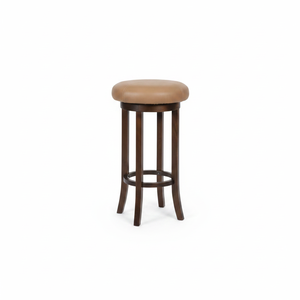Stylish Round <b>Seat</b> Wooden Bar <b>Stool</b> with Comfortable Upholstery and Laser Stitch Design for Home and Hospitality - Product Image 2