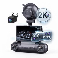 Caméra embarquée 2K à 4 objectifs et 4 canaux, DVR avant et arrière pour voiture avec WiFi, capteur G, vision nocturne infrarouge 170° °   Grand angle pour toutes les voitures