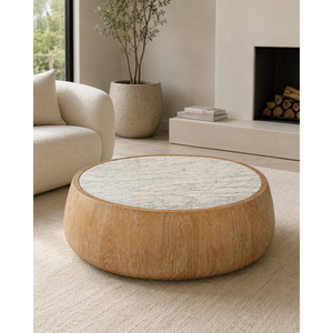 Modern <b>Coffee</b> <b>Table</b> 1200 x 1200 x 330 <b>Wood</b> <b>Round</b> Top Home Furniture - Product Image 1