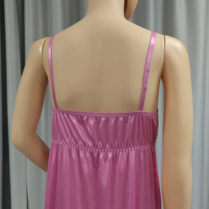 Vestidos de Noche de satén para mujer, ropa de noche informal brillante con cuello de palanca, Sexy, con tirantes de encaje, camisón para mujer 2022 - Product Image 2