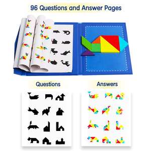 Jouet éducatif en usine, cadeau pour enfants, casse-tête de voyage, Puzzle magnétique en bois, <span class=keywords><strong>livre</strong></span> <span class=keywords><strong>Tangram</strong></span> - Product Image 5