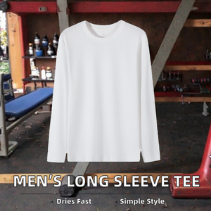 T-shirt pour homme en jersey de coton CVC uni à manches longues, imprimé à l'écran, de haute qualité, décontracté - Product Image 2