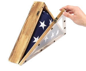 Custom Solid Wood Military <strong>Flag</strong> <strong>Display</strong> <strong>Case</strong> for American Veterans <strong>Flag</strong> Frame Triangle Shadow Box - Product Image 1