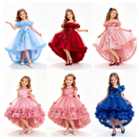 Robe d'été pour filles, robe élégante en maille à fleurs 3D, robe de mariée, costume de scène, robe de danse, vêtements pour filles