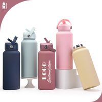 Bouteille d'eau écologique isotherme 1000 ml en métal, bouteille d'eau en acier inoxydable avec paille, logo personnalisé