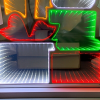 Pabrik Sumber Neonawall Cermin Infinity LED Ukuran Kustom Lampu Terowongan 3D Neon Unicorn Lucu Hadiah Natal Grosir Putih Hangat