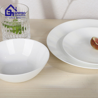 Coffret Cadeau Supermarché – Ensemble de 12 Pièces : Assiettes et Bols en Verre Opale Blanc Pur, Brillant et Résistant à la Chaleur
