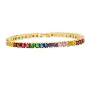 Piazza tennis cz del braccialetto per le donne degli uomini dei monili di modo variopinto con arcobaleno cubic zirconia - Product Image 1