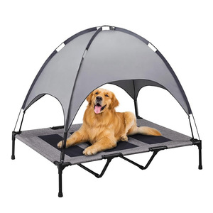 Lit de camping surélevé toutes saisons pour animaux de compagnie avec auvent pare-soleil, imperméable, anti-humidité, respirant, pour chiens et chats, design uni et tendance - Product Image 1
