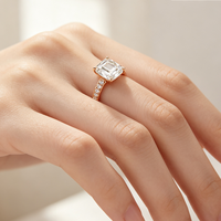 Bague de fiançailles en or 14 carats avec diamant de laboratoire taille émeraude 3 carats pour femme, certifiée IGI, personnalisable, bijoux fins
