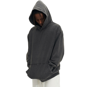 Wholesale <b>Oversized</b> Unisex Streetwear <b>Vintage</b> Washed Cotton French Terry <b>Sweatshirt</b> Custom Logo Printed Blank Hoodies TKAN9227 - Product Image 2