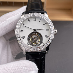 High-quality Luxury Skeleton Tourbillon Mechanical Watch Roman Numerals Leather Strap Classic Fashion Men's Designer Watch - Product Image 1