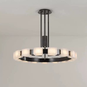 Lustre moderne en marbre, lampe suspendue ronde à LED pour salon, hôtel, luminaire d'intérieur, base d'ampoule E27 - Product Image 5