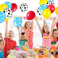 Lot de 40 ballons en latex rouge et jaune à imprimé vache et nuage, ballons colorés pour décorations de fête d'anniversaire pour enfants