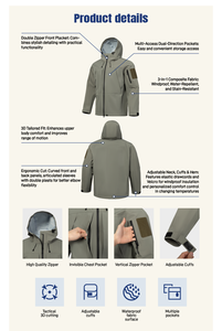 Chaqueta Táctica para Hombre, 3 en 1, Resistente al Viento, Impermeable, con Capucha, para Escalada al Aire Libre, OEM - Product Image 4