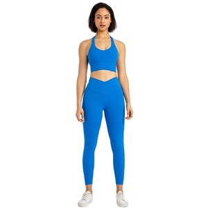 Conjunto de Yoga de la mejor calidad de estilo, traje deportivo para gimnasio, ropa de entrenamiento para mujer, conjunto de 2 uds., sujetador de Fitness con cuello colgante, mallas ajustadas, chándal - Product Image 1