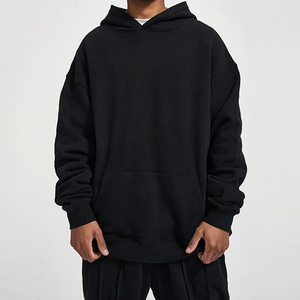 Cotton Drop High Quality Custom Heavy Weight 450 Gsm Drop Shoulder Hoodie Manufacturer <b>Black</b> <b>Fleece</b> Cotton Pullover Hoodie - Product Image 2