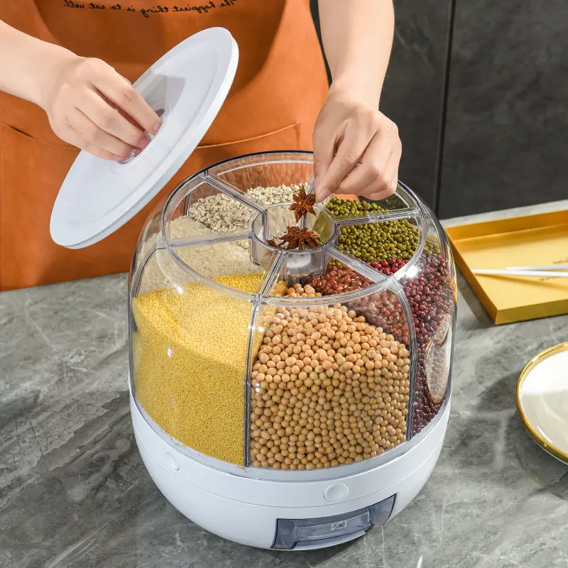 Rice Container Dispenser Rotating Food Grain Dispenser Cereal Storage Box for Kitchen Grain Dispens