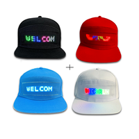 Topi Baseball Sporty 5-Panel LED RGB dengan Layar Pesan Bergulir Pintar, Baterai Isi Ulang, Lampu Berkedip Bercahaya