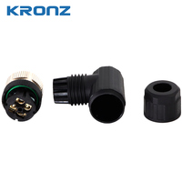 Connecteur circulaire industriel KRONZ M12 femelle A-Code blindé, à montage sur site, coudé, 3/4/5/8/12 broches, étanche IP67