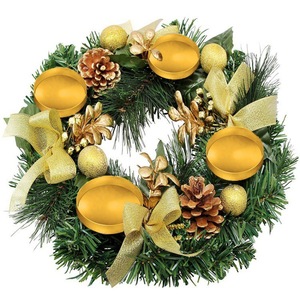 Corona Navideña LANJO con Portavelas, Corona Artificial de Adviento, Centro de Mesa Festivo, Ideal para Reuniones y Eventos Navideños - Product Image 4