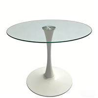 Table à manger avec plateau en verre, base robuste, table 2-4 places pour salle à manger, salon, balcon, café