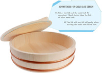 Bol à riz en bois pour sushi avec couvercle Hangiri Sushi Oke, bac à mélanger le riz pour sushi avec couvercle, 10,6 pouces