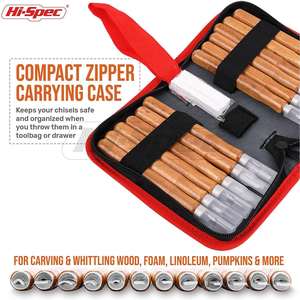 Ensemble de couteaux à découper Hi-Spec 13 pièces Ximeng Sk2, outils de sculpture sur bois, acier à haute teneur en carbone, bord droit, diamètre du manche 14 mm - Product Image 3