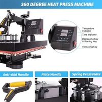 Máquina de Prensa de Calor Digital 5 en 1 para Camisetas, Gorras y Tazas, Transferencia por Sublimación Multifuncional para Uso Doméstico