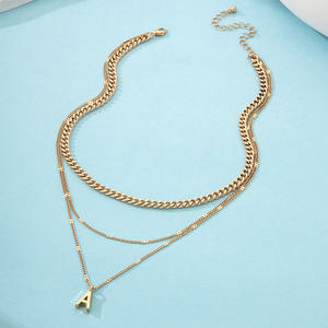 Nuevo collar Multicapa de la <span class=keywords><strong>A</strong></span> LA Z para mujer, cadena de eslabones de moda con chapado en plata para regalos, bodas, fiestas, compromisos - Product Image 4