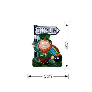 Imán de resina con diseño de personaje tridimensional para refrigerador, estilo irlandés, venta al por mayor del fabricante, accesorios para el hogar. - Product Image 2