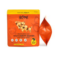 Sachet d'emballage personnalisé pour friandises pour animaux de compagnie, pochette mate refermable avec fermeture éclair pour saumon sauvage lyophilisé, snack pour chat et chien