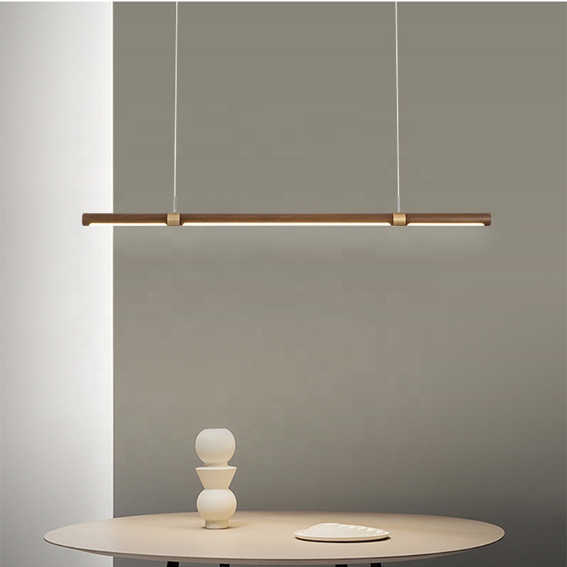 Nordic Ceiling Lighting Chandelier for Living Room Design Wood Grain Restaurant Living Roomlinear Pendant Light